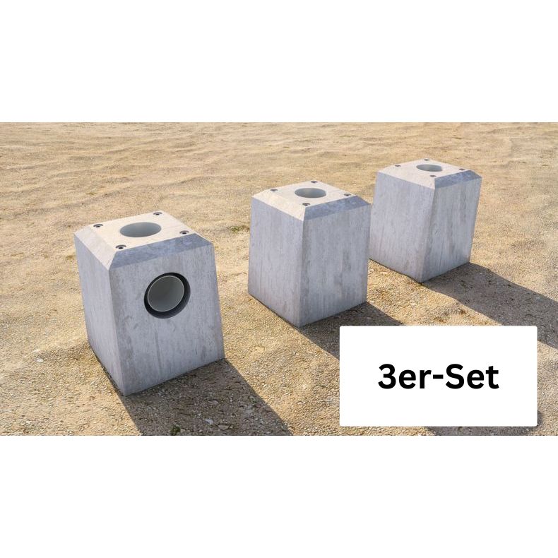 Betonfundamente Set aus 3 mit einem Regenwasserabfluss